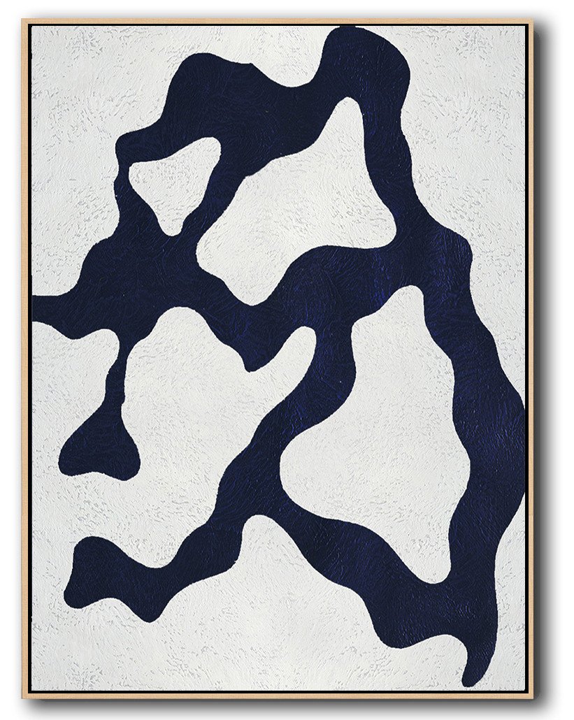 Buy Hand Painted Navy Blue Abstract Painting Online - Famous Art Galleries Huge